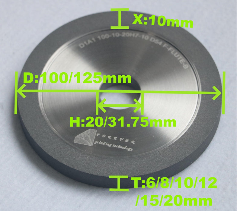 1A1 Hybrid bond diamond grinding wheel for CNC tool grinder for carbide end mill and reamer fluting processing