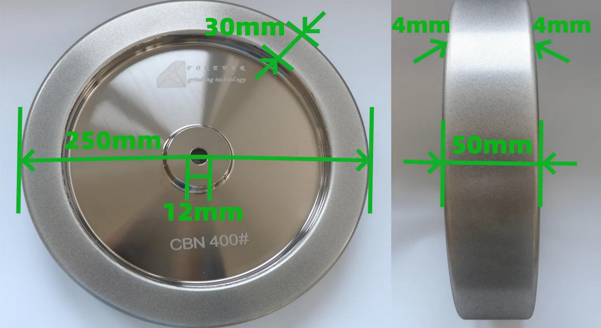 CBN WHEEL FOR KNIFE SHARPENING FOR T7/T8 GRINDER, 250MM, 12MM ARBOR GRIT:400&1000,ROUND CORNER